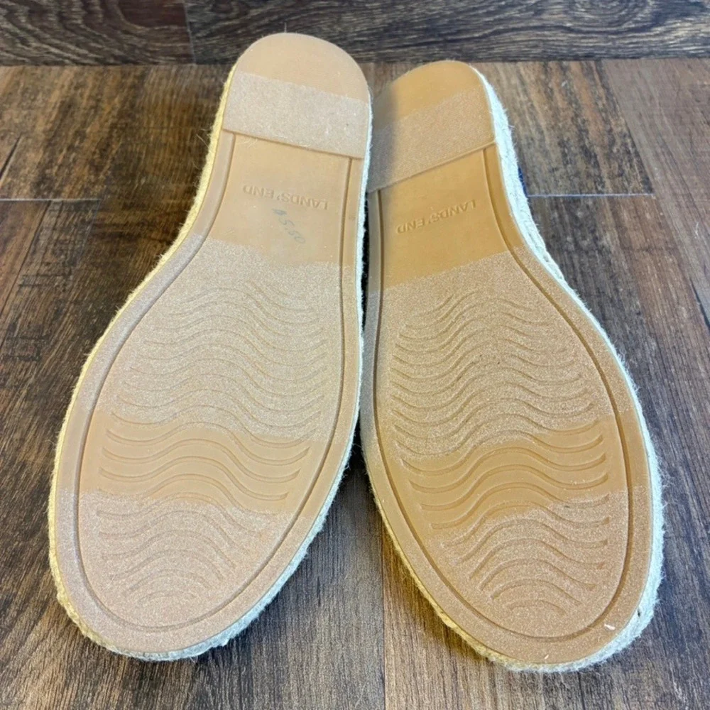 NWOT Lands End Women's Navy Blue Canvas Espadrille Flats Slip On Shoes Sz 11 M